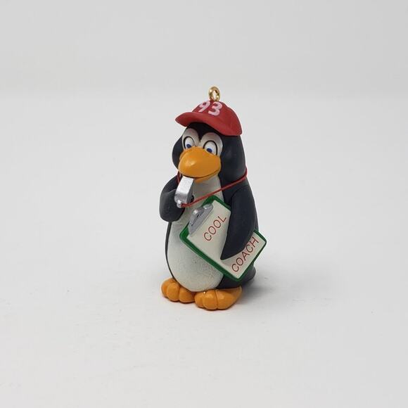 1993 Hallmark Coach Penguin Handcrafted Keepsake Holiday Christmas Ornament. - Picture 3 of 4